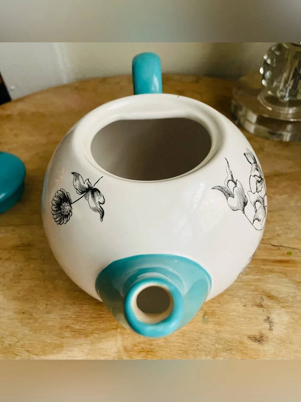 Certified International Jennifer Brinley Teal / Turquoise Floral Teapot w/Lid
